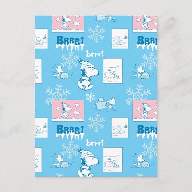 Peanuts | Snoopy Snow Day Pattern Postcard (Front)