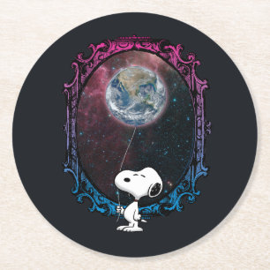 Peanuts   Snoopy Spaced Out Balloon Round Paper Coaster