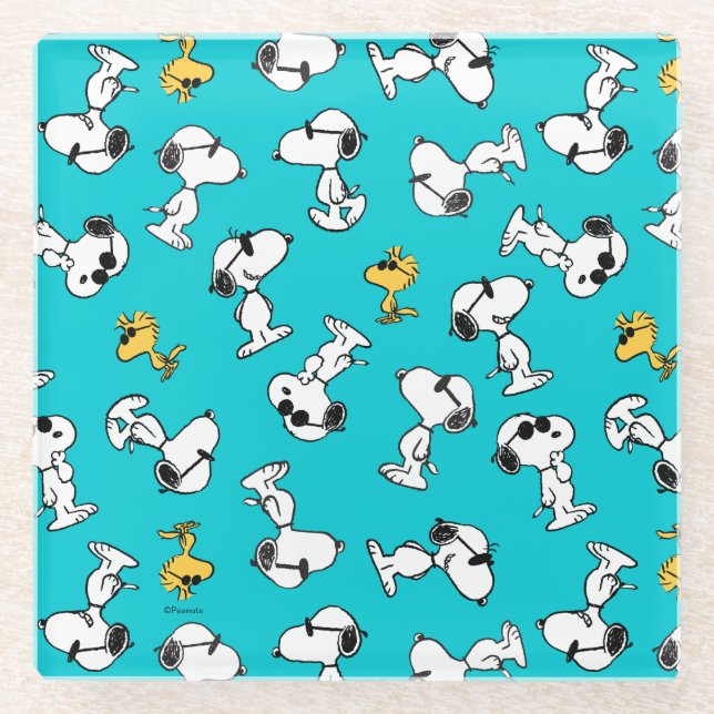 Peanuts | Snoopy & Sunglasses Pattern Glass Coaster (Front)