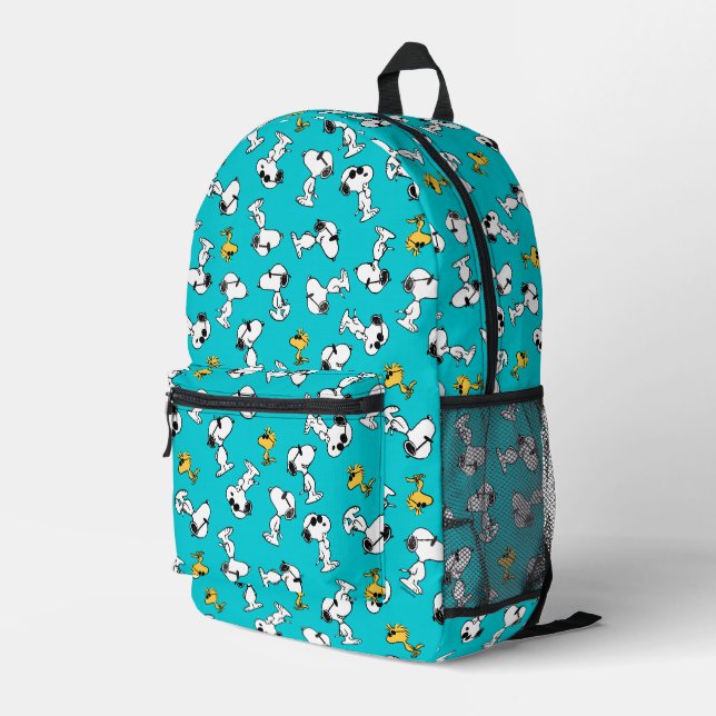 Peanuts | Snoopy & Sunglasses Pattern Printed Backpack (Back Corner Right)