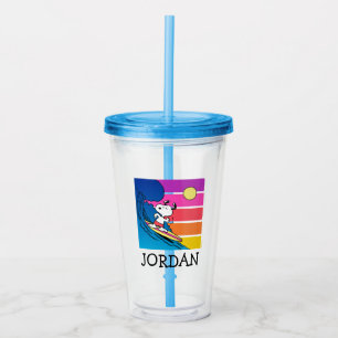 Peanuts   Snoopy Surfing   Add Your Name Acrylic Tumbler