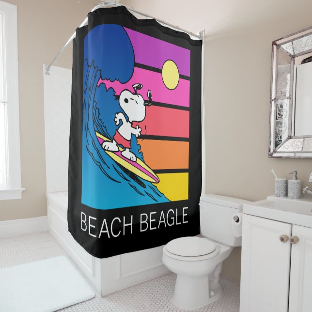 Peanuts | Snoopy Surfing Shower Curtain (In Situ)