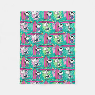 Peanuts   Snoopy Teal Surf Pattern Fleece Blanket