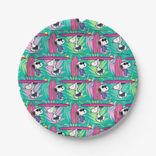 Peanuts   Snoopy Teal Surf Pattern Paper Plate