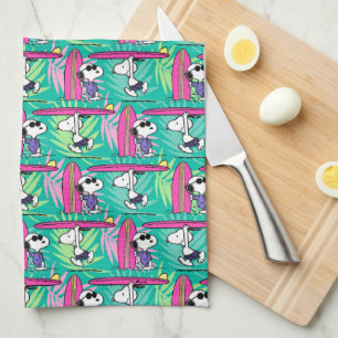 Peanuts   Snoopy Teal Surf Pattern Tea Towel