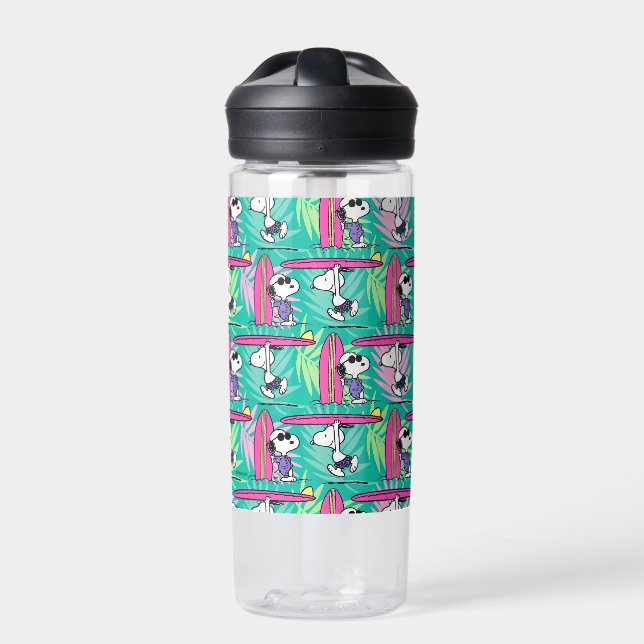 Peanuts | Snoopy Teal Surf Pattern Water Bottle (Front)
