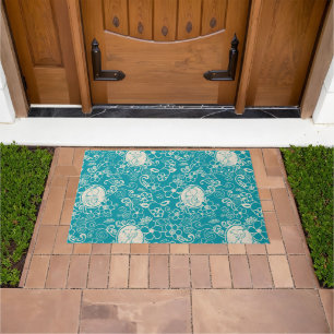 Peanuts   Snoopy Teal Tropical Beach Pattern Doormat