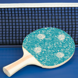 Peanuts   Snoopy Teal Tropical Beach Pattern Ping Pong Paddle