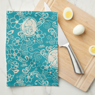 Peanuts   Snoopy Teal Tropical Beach Pattern Tea Towel