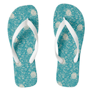 Peanuts   Snoopy Teal Tropical Beach Pattern Thongs