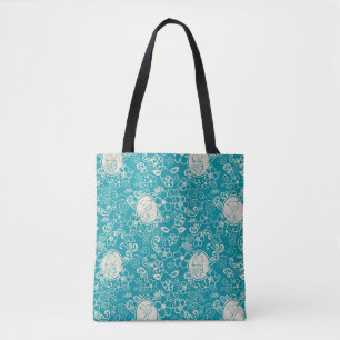Peanuts Snoopy Teal Tropical Beach Pattern Tote Bag