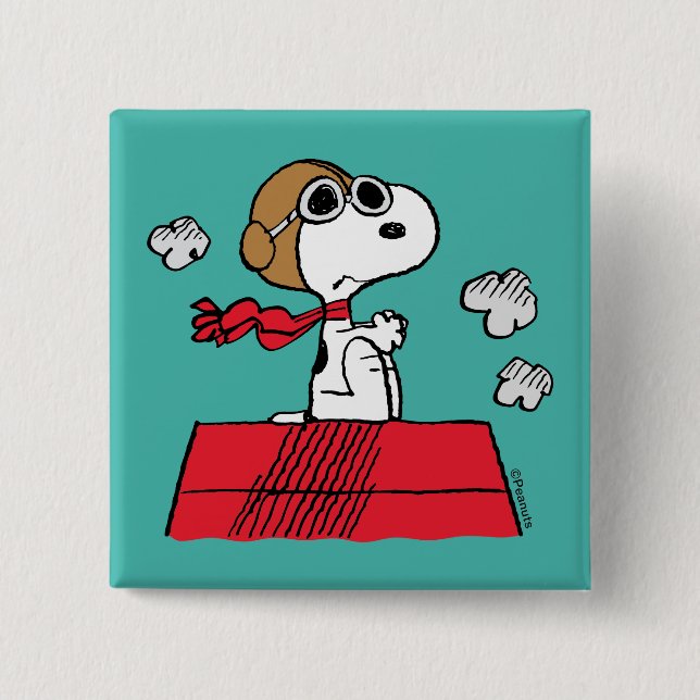 Peanuts | Snoopy the Flying Ace 15 Cm Square Badge (Front)