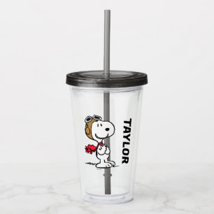 Peanuts   Snoopy The Flying Ace   Add Your Name Acrylic Tumbler