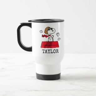 Peanuts   Snoopy the Flying Ace   Add Your Name Travel Mug