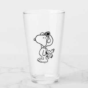 Peanuts   Snoopy the Flying Ace BW Glass