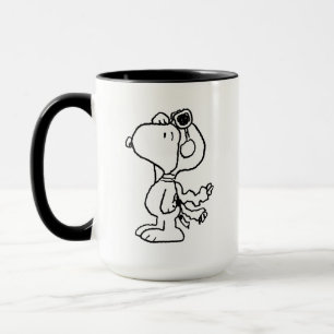 Peanuts   Snoopy the Flying Ace BW Mug