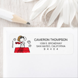 Peanuts   Snoopy the Flying Ace Return Address Label