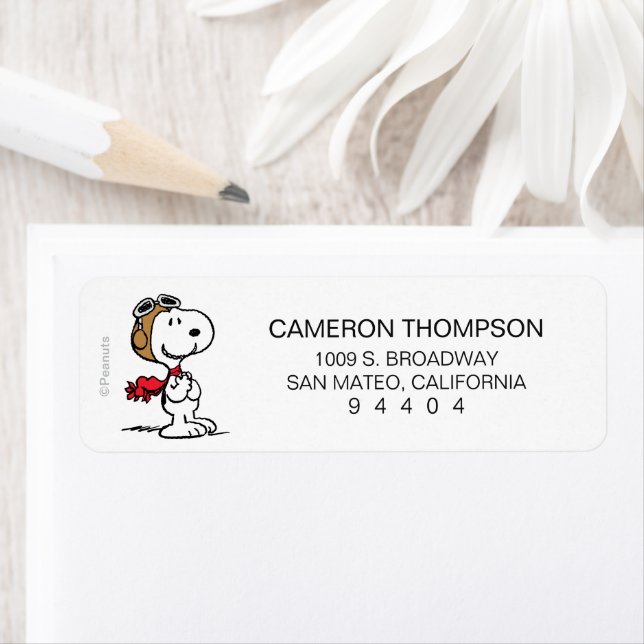 Peanuts | Snoopy The Flying Ace Return Address Label (Insitu)