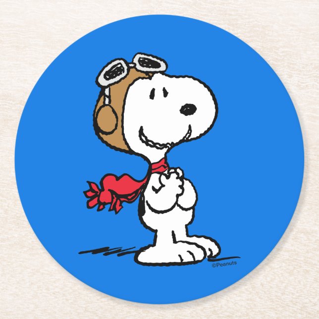 Peanuts | Snoopy The Flying Ace Round Paper Coaster (Front)