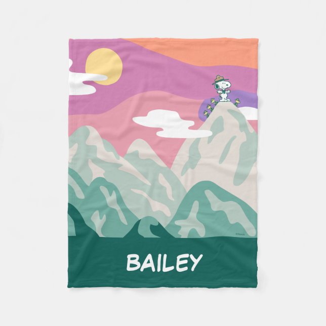 Peanuts | Snoopy & Troop Hiking the Mountain Fleece Blanket (Front)