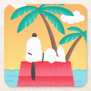 Peanuts   Snoopy Tropical Deco Dreams Square Paper Coaster