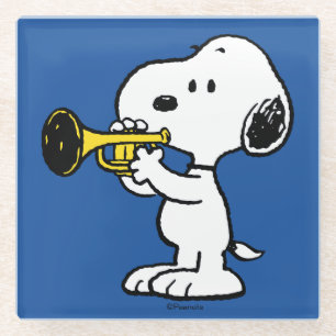 Peanuts   Snoopy Trumpet Player Glass Coaster