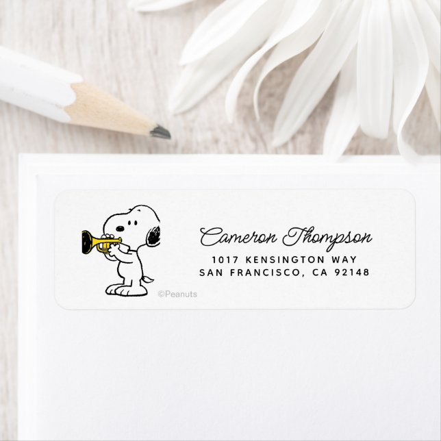 Peanuts | Snoopy Trumpet Player Return Address Label (Insitu)