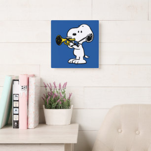 Peanuts   Snoopy Trumpet Player Square Wall Clock