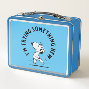 Peanuts   Snoopy Trying Something New Metal Lunch Box