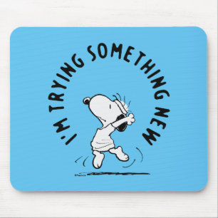 Peanuts   Snoopy Trying Something New Mouse Pad