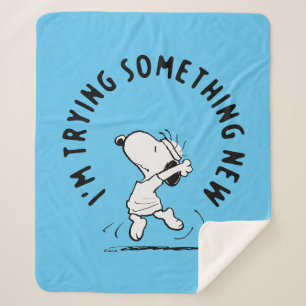 Peanuts   Snoopy Trying Something New Sherpa Blanket