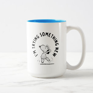 Peanuts   Snoopy Trying Something New Two-Tone Coffee Mug