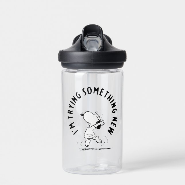Peanuts | Snoopy Trying Something New Water Bottle (Front)