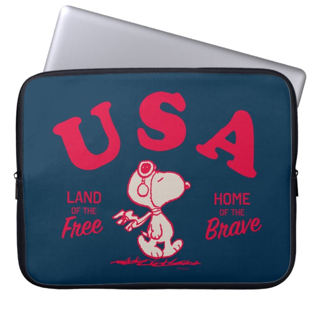 Peanuts | Snoopy USA Land of the Free Laptop Sleeve (Front)