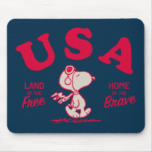 Peanuts   Snoopy USA Land of the Free Mouse Pad