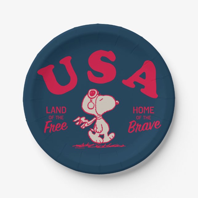 Peanuts | Snoopy USA Land of the Free Paper Plate (Front)