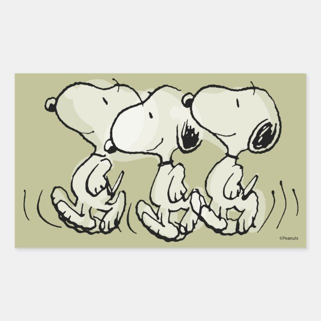 Peanuts | Snoopy Walking Tall Rectangular Sticker (Front)