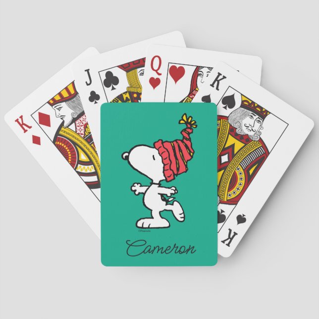 Peanuts | Snoopy Winter Beanie Cap Playing Cards (Back)