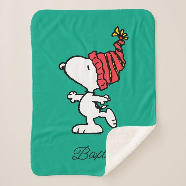 Peanuts | Snoopy Winter Beanie Cap Sherpa Blanket (Front)