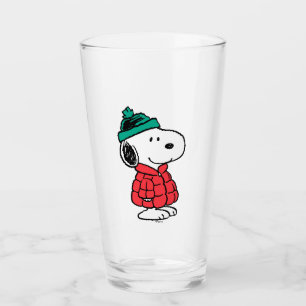 Peanuts   Snoopy Winter Coat & Hat Glass