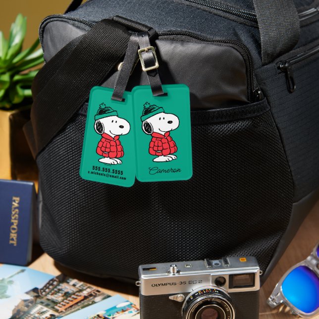 Peanuts | Snoopy Winter Coat & Hat Luggage Tag (Front & Back)