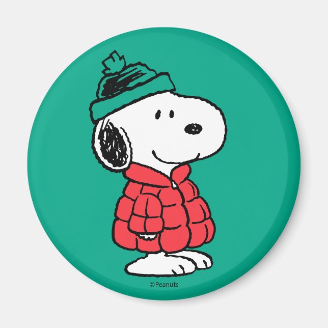 Peanuts | Snoopy Winter Coat & Hat Magnet (Front)