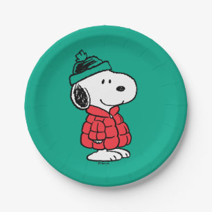Peanuts   Snoopy Winter Coat & Hat Paper Plate