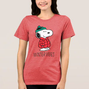 Peanuts Snoopy Winter Coat & Hat Tri-Blend Shirt