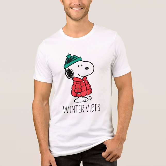 Peanuts | Snoopy Winter Coat & Hat Tri-Blend Shirt (Front)