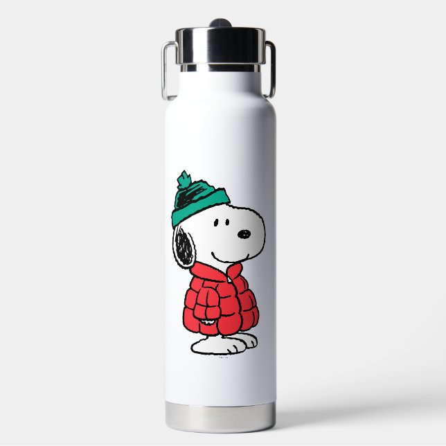 Peanuts | Snoopy Winter Coat & Hat Water Bottle (Front)