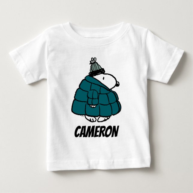 Peanuts | Snoopy Winter Puffer Jacket Baby T-Shirt (Front)