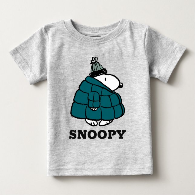 Peanuts | Snoopy Winter Puffer Jacket Baby T-Shirt (Front)