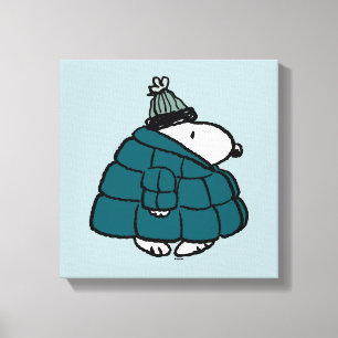 Peanuts Snoopy Winter Puffer Jacket Canvas Print