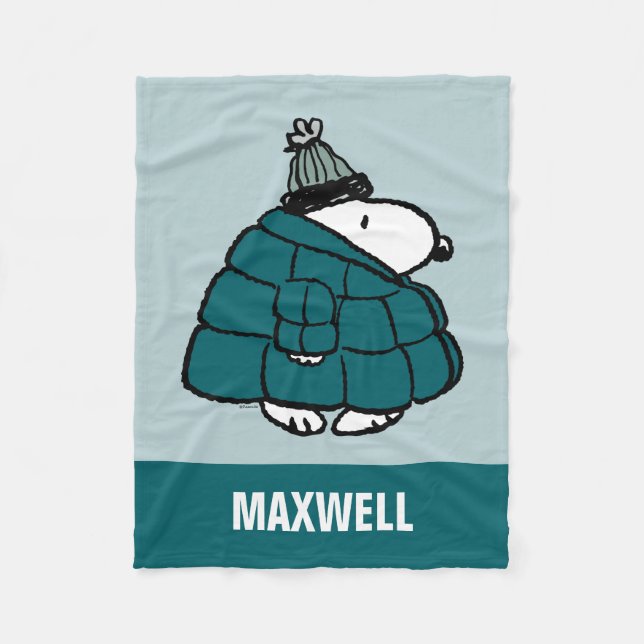 Peanuts | Snoopy Winter Puffer Jacket Fleece Blanket (Front)